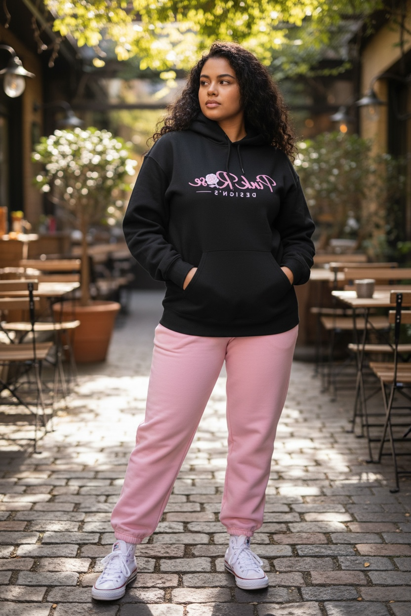 Hoodie with the Designs of Pink Rose Designs