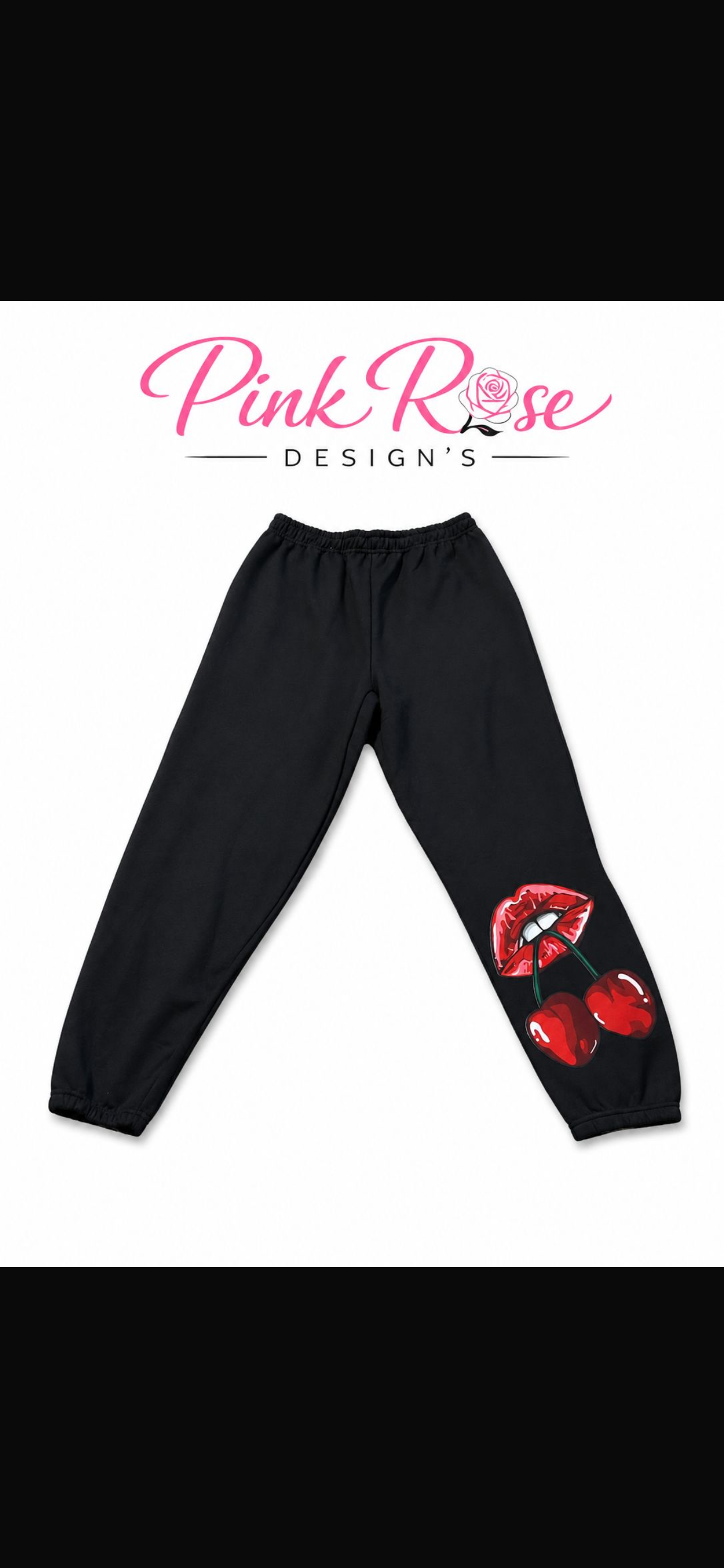 Sweat Pants with lip and cherry designs